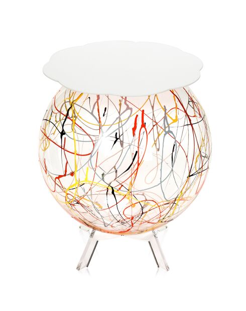 Meuble déco rangement arty blanc/multicolore - D.40xH.55 cm