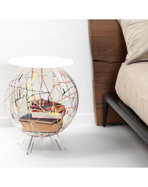 Meuble déco rangement arty blanc/multicolore - D.40xH.55 cm