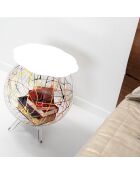 Meuble déco rangement arty blanc/multicolore - D.40xH.55 cm