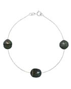 Bracciale Trilogy in oro bianco e perle di Tahiti nere