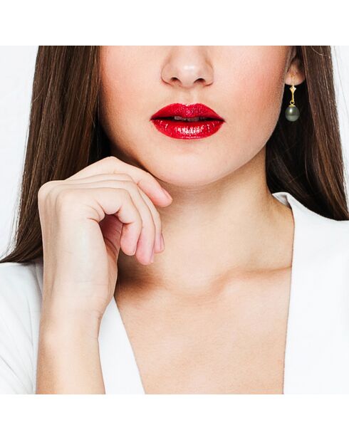 Orecchini Sucticieuse in oro giallo e perle di Tahiti nere