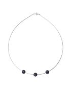 Omega zilveren ketting met zwarte zoetwaterparels