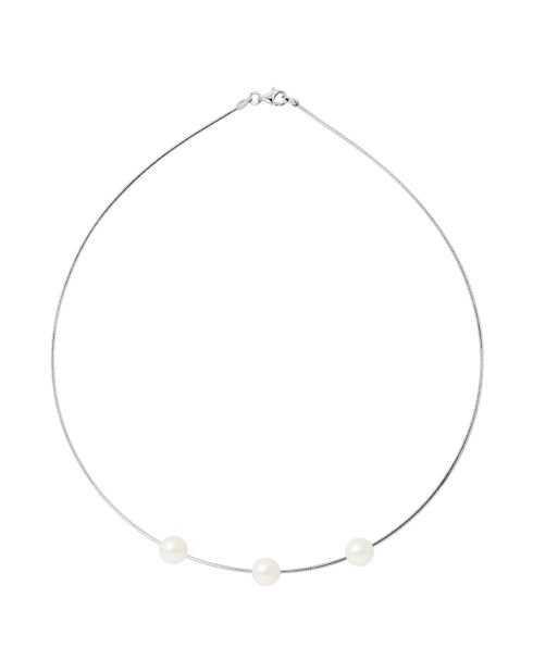 Collana in argento Omega con perle d'acqua dolce bianche