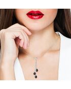 Talisman-Silber-Halskette mit schwarzen Süßwasserperlen