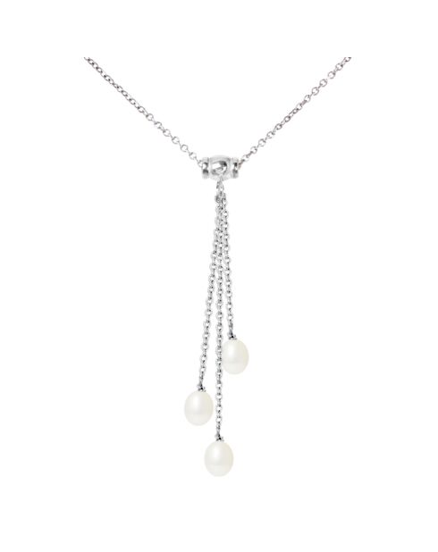 Collana Talisman in argento con perle d'acqua dolce bianche