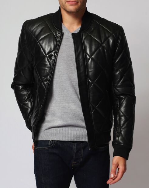 Doudoune en Cuir Andes noire