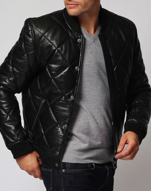 Doudoune en Cuir Andes noire