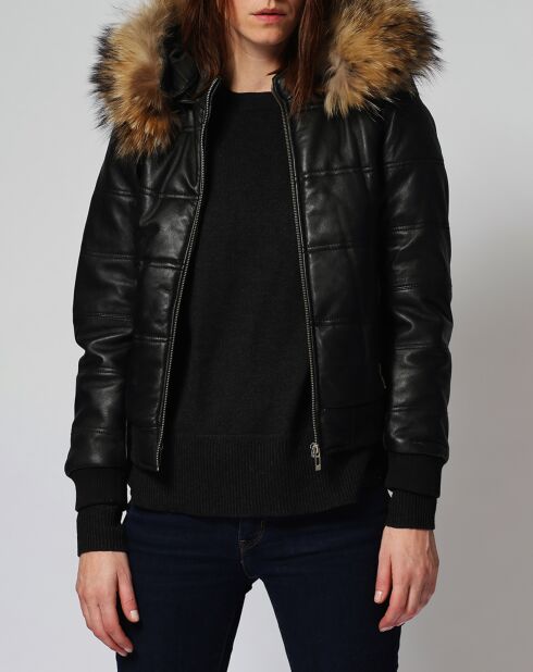 Doudoune en Cuir Chelia noire