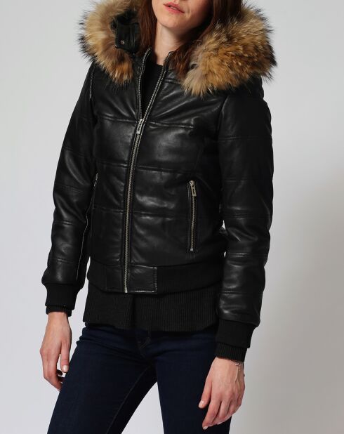 Doudoune en Cuir Chelia noire