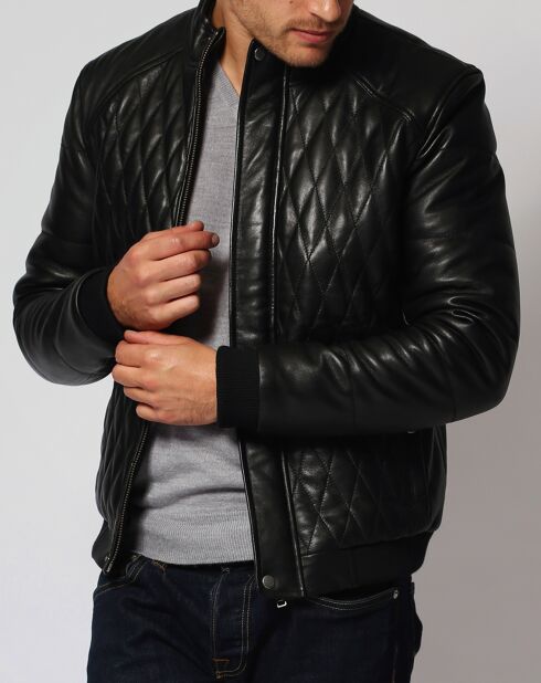 Doudoune en Cuir Javier noire
