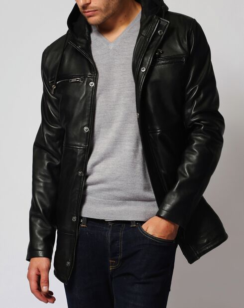 Manteau en Cuir Jordan noir