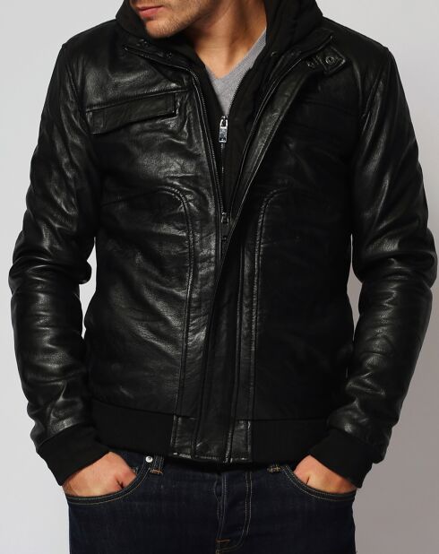 Veste en Cuir Lucas noire