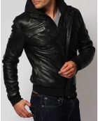 Veste en Cuir Lucas noire