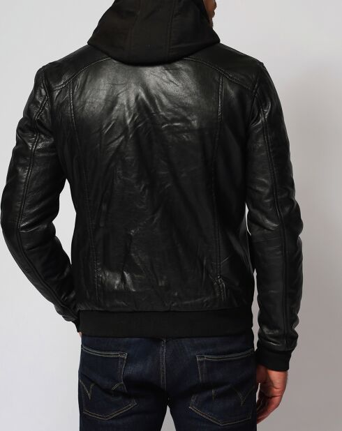 Veste en Cuir Lucas noire