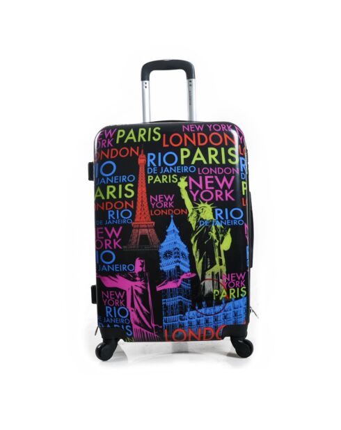 Maleta con cabina 4 ruedas 49 cm Melbourne negro/multicolor