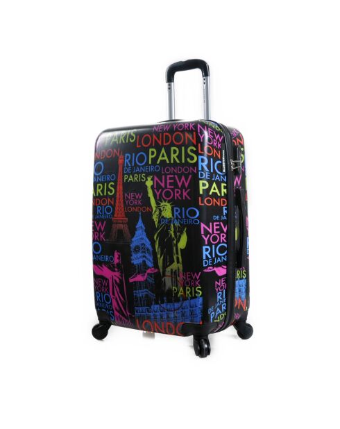 Maleta con cabina 4 ruedas 49 cm Melbourne negro/multicolor