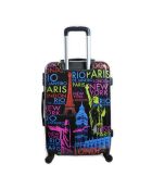Maleta con cabina 4 ruedas 49 cm Melbourne negro/multicolor