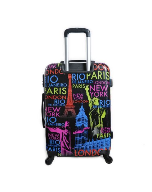 Maleta con cabina 4 ruedas 49 cm Melbourne negro/multicolor