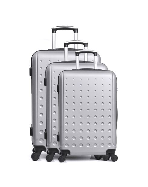 3 Valises 4 roues Taurus 50/60/70 cm argentées