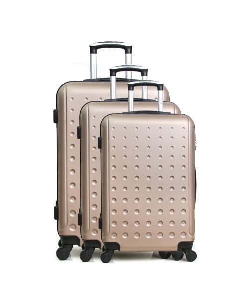 3 Valises 4 roues Taurus 50/60/70 cm dorées