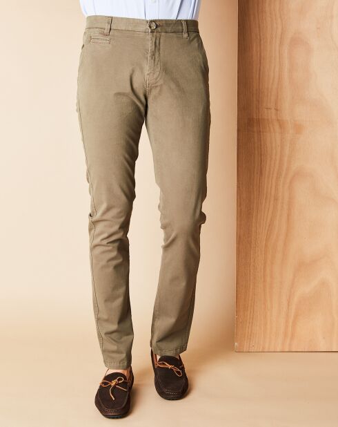 Pantalon chino en coton stretch Strai kaki