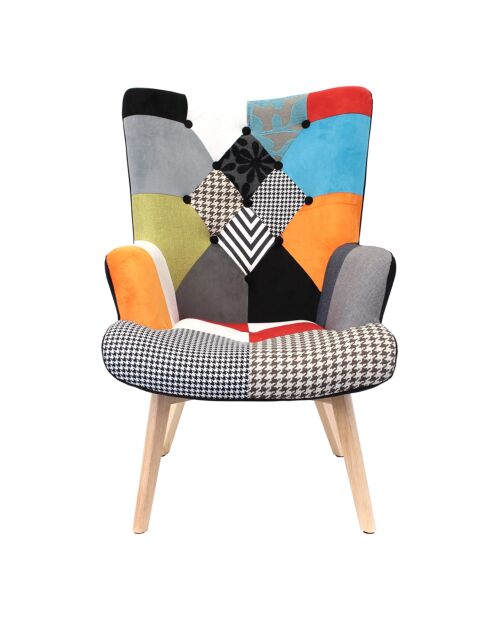Fauteuil Helsinki patchwork multicolore - 47.5x54x86 cm