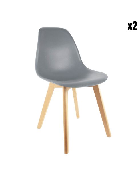 2 Chaises coque scandinaves grises - 46x52x86.5 cm