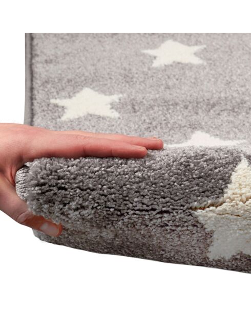 Perlgrau/weißer Sternenteppich - 160x230 cm