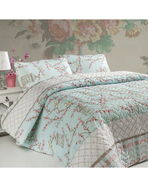 Parure couverture Birdcage turquoise