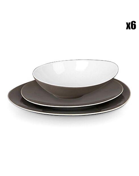 Sven taupe porseleinservies - 18 stuks