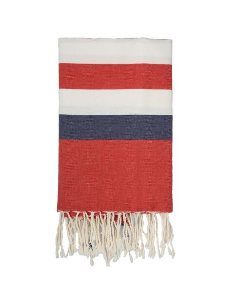 Fouta Arcachon wit/rood/blauw - 100x200 cm