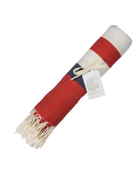 Fouta Arcachon wit/rood/blauw - 100x200 cm