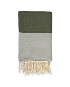 Fouta Ibiza Honeycomb fijne strepen kakigroen - 100x200 cm