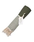 Fouta Ibiza Honeycomb fijne strepen kakigroen - 100x200 cm