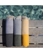Fouta Ibiza Honeycomb fijne strepen kakigroen - 100x200 cm