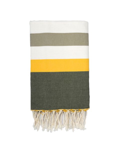 Fouta Arcachon taupe/weiß/gelb - 100x200 cm