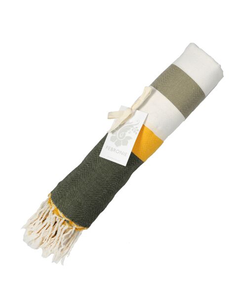 Fouta Arcachon taupe/weiß/gelb - 100x200 cm