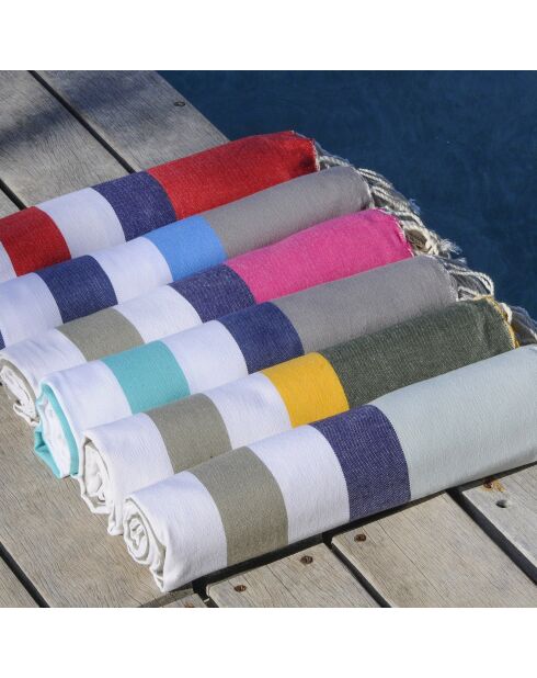 Fouta Arcachon taupe/weiß/gelb - 100x200 cm
