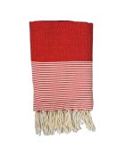 Fouta Ibiza a nido d'ape a strisce sottili rosse - 100x200 cm