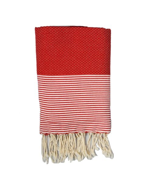 Fouta Ibiza Honeycomb feine Streifen rot - 100x200 cm