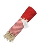 Fouta Ibiza a nido d'ape a strisce sottili rosse - 100x200 cm