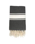 St Tropez Traditionele Fouta met klassieke zwarte streep - 100x200 cm