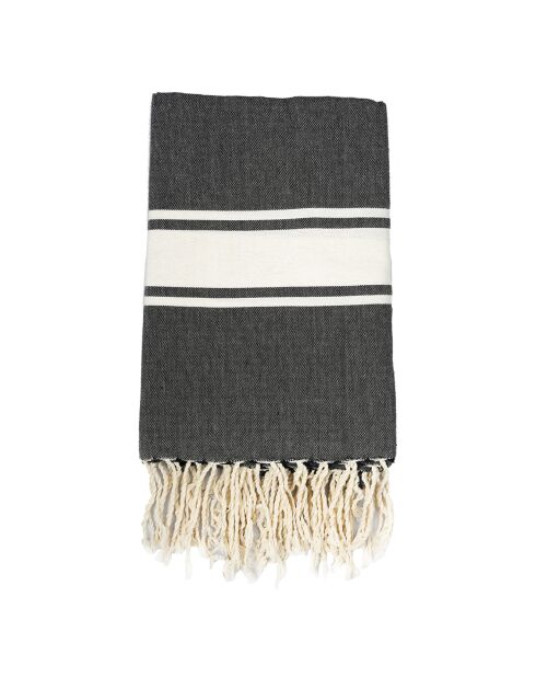 St Tropez Traditionele Fouta met klassieke zwarte streep - 100x200 cm