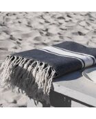 St Tropez Traditionele Fouta met klassieke zwarte streep - 100x200 cm