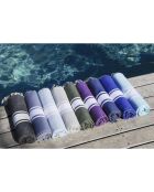 St Tropez Traditionele Fouta met klassieke zwarte streep - 100x200 cm