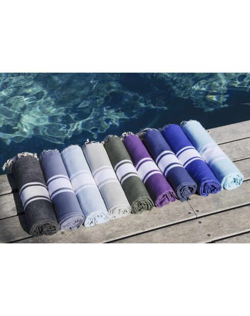 St Tropez Traditionele Fouta met klassieke zwarte streep - 100x200 cm