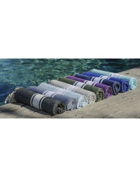 St Tropez Traditionele Fouta met klassieke zwarte streep - 100x200 cm