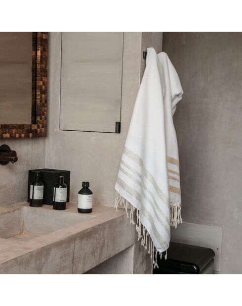 Set de baño Hamptons blanco/plateado - 3 piezas
