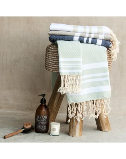 Set de baño Hamptons blanco/plateado - 3 piezas
