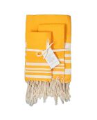 Set de baño Hamptons amarillo azafran/blanco - 3 piezas